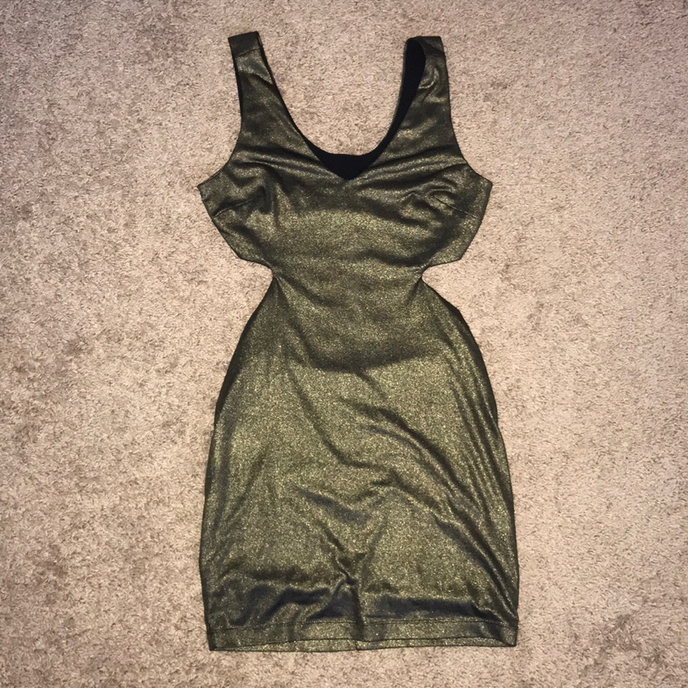 Bebe gold cut out dress